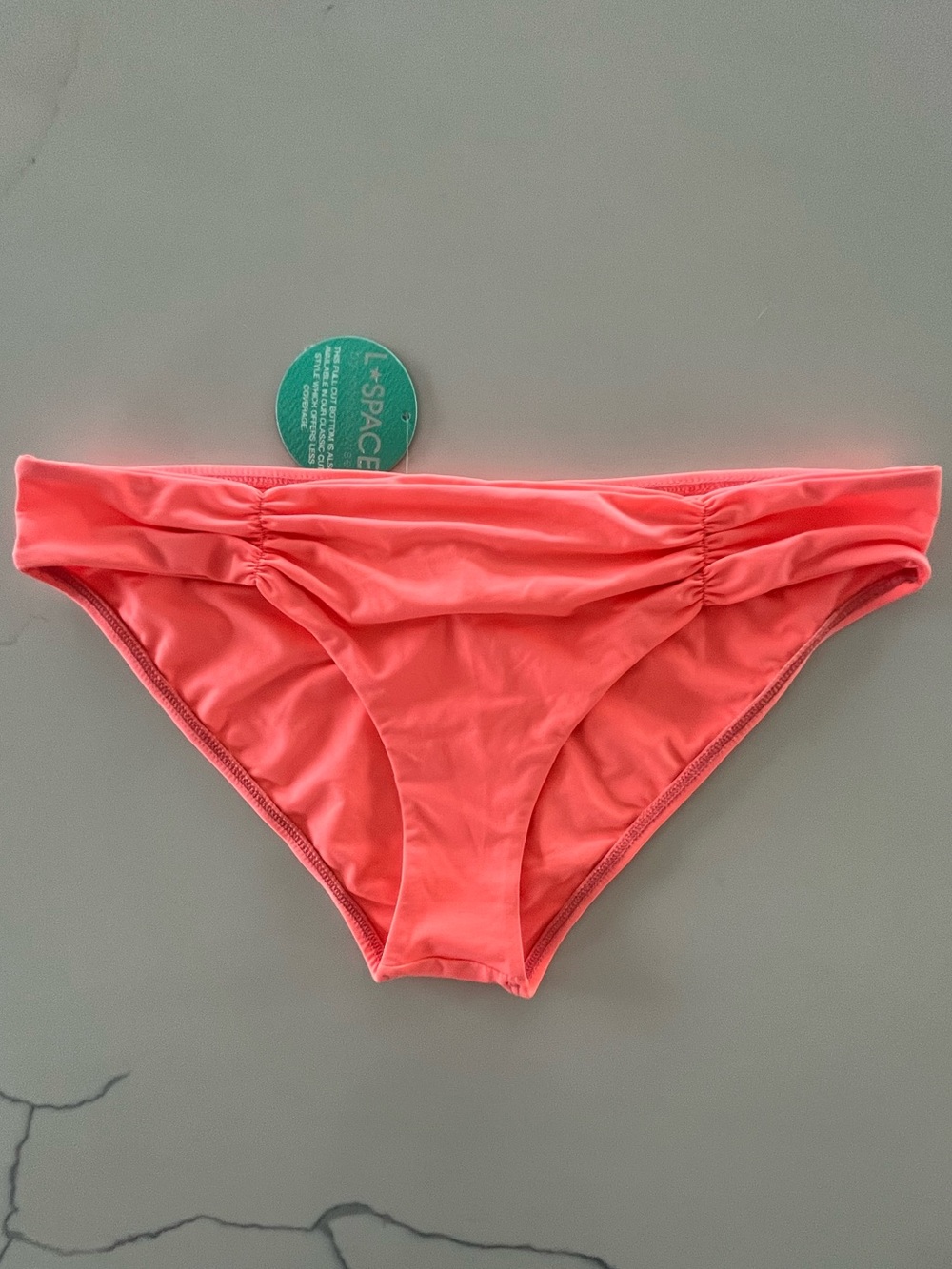 NWT L*SPACE Monique Full Cut Bikini Bottom Electric Coral Large